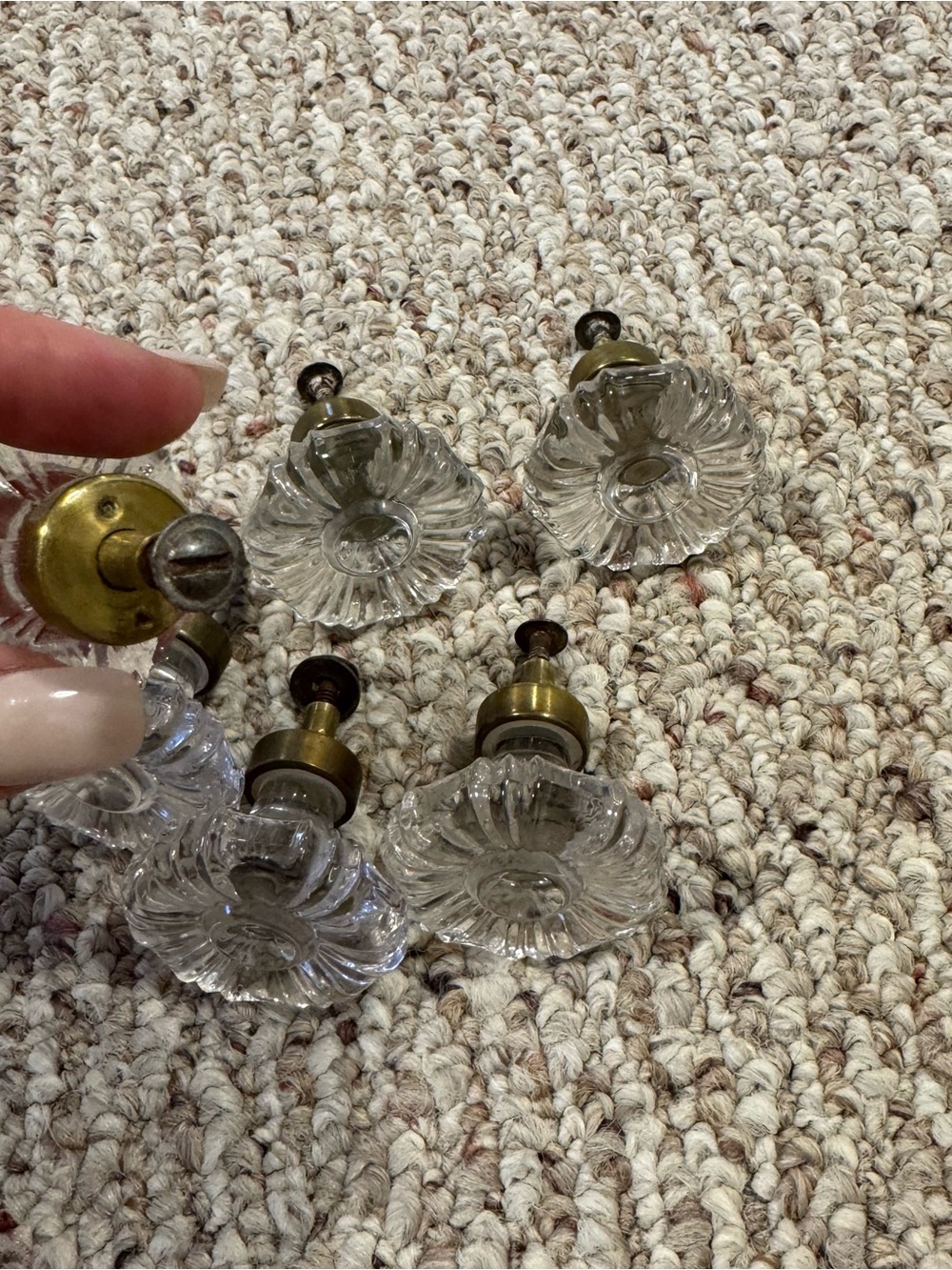Antique Clear Heavy Crystal Drawer Pull Knobs - Picture 2 of 11